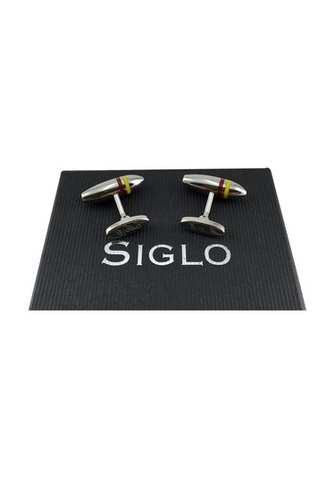 Siglo Sarı Kırmızı Çizgili Model Kol Düğmesi