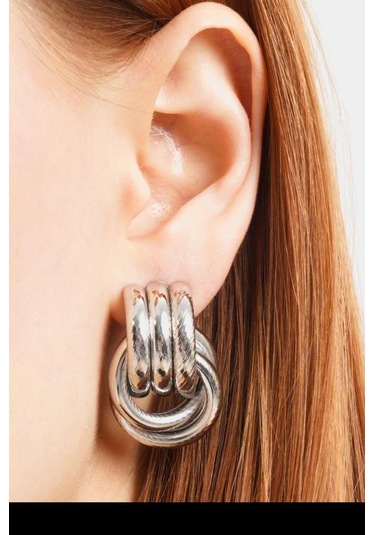 By Zeyna Aksesuar Kadın Vip Seri Özel Tasarım Marka Küpe Seti-4299 Gümüş