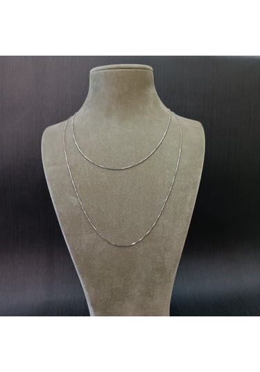 925 Ayar Gümüş Kolye Zinciri Model2 - Gümüş Renk -54cm Gümüş