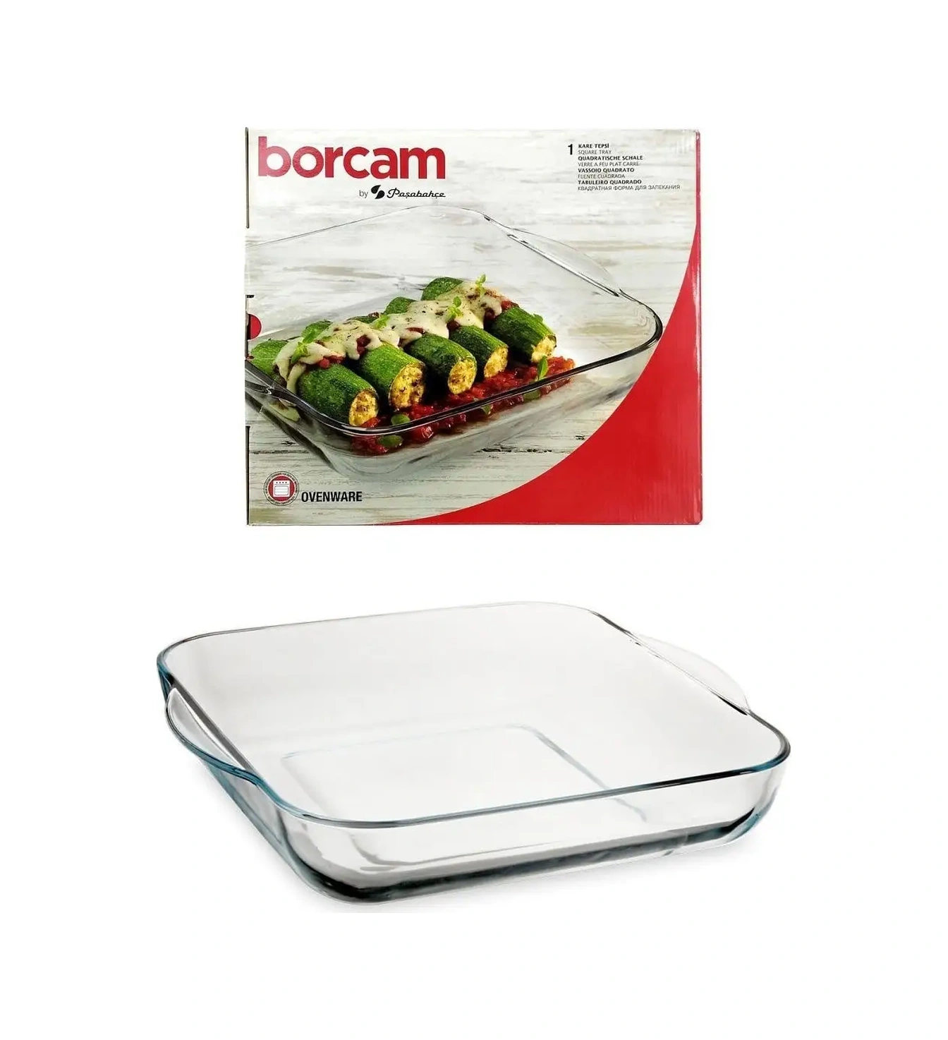 Borcam 3,2 Litre Cam Kare Fırın Kabı 11631628 Beyaz