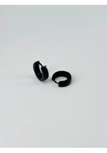 Siyah Çelik Erkek Küpe Çap 8 Mm Kalınlık 4 Mm - Ekp0031 Çok Renkli