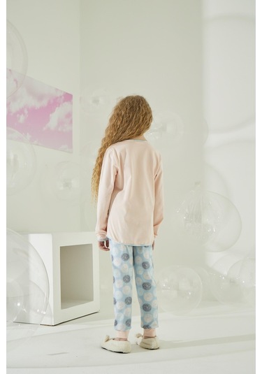 Kız Garson Uzun Kol Somon Pijama Takımı C8t5n9o1 001