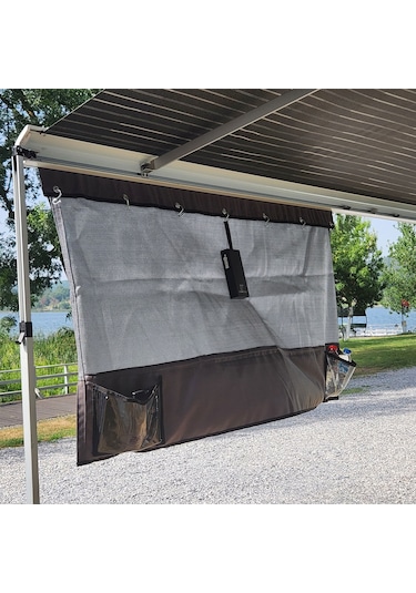 2k 150x80cm Karavan Tentesi Önü Askılı Cepli Ön Gölgelik