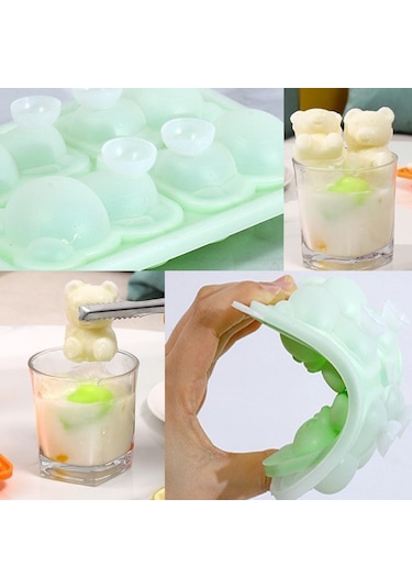 Sarı Silikon Ayı Buz Kalıp Küçük Ayıcık Şekli Buz Küpü Silikon Kalıp Buz Kalıbı Viski Silikon Buz Kutusu Sarı