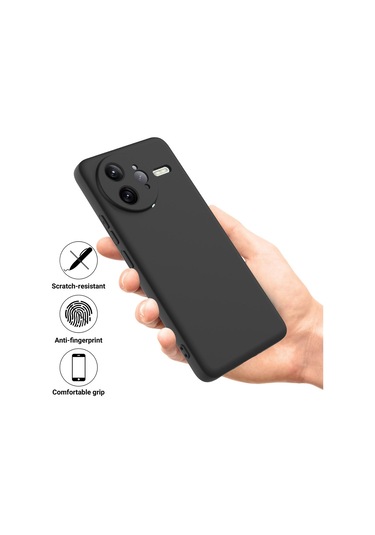 Xiaomi Poco F7 Ultra Katı Renk Sıvı Silikon Damlamaz Tam Kapsama Telefon Kılıfı Siyah