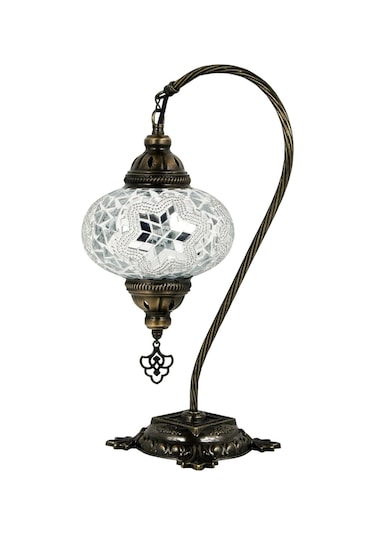 Mozaik Lamba Abajur Otantik Mozaik Gece Lambası Hediyelik Lamba Beyaz