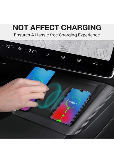 Dashanshop Tesla Model 3 2024 2025 Model Y 2025 Juniper Kablosuz Şarj Pedi Siyah