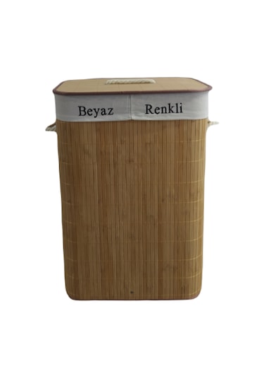 Lorin Bambu Naturel Iki Bölmeli Katlanır Kirli Çamaşır Sepeti 72 NATUREL