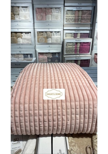 Saraylı Home Merinos Modern Line Yatak Örtüsü Pembe