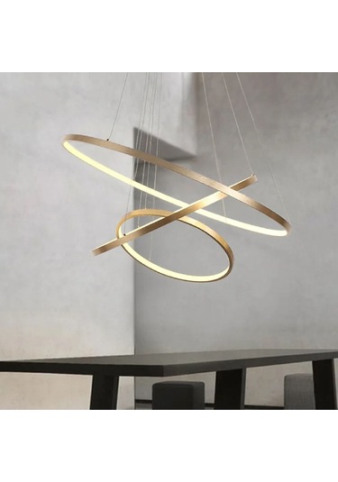 Gold / Oxygen / 80-60-40 Cm / 3 Renk Işık / Sarkıt Avize / 3 Yıl Gold Sarı