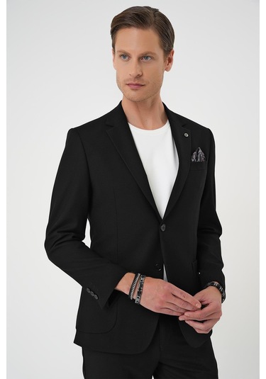 Comfort Fit Mono Yaka Torba Cep Casual Siyah Ceket C 708 Siyah