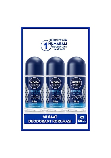 Nivea Men Fresh Active Erkek Roll-On Deodorant 50 ML x 3