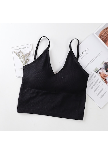 Ece's Design İnce Askılı Crop Atlet Soft Dokulu Rahat Bralet Üst W1011 Siyah