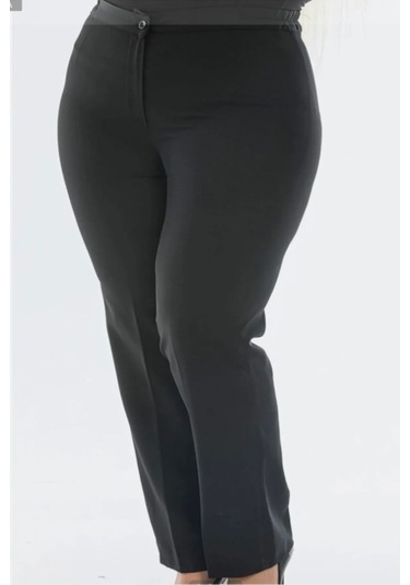Ece Giyim Yanlardan Lastikli Büyük Beden Pantolon Plt98 Siyah
