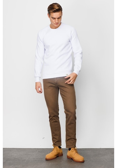 Igs İgs Erkek Beyaz Standart Bisiklet Yaka Sweatshirt Beyaz