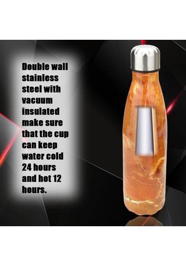 Moveevo 500ml Paslanmaz Çelik Isı Saklama Bardağı - 24 Saat Soğuk/12 Saat Sıcak Tutar - Outdoor Spor İçin Taşınabilir Ahşap Desenli Su Kuşağı Ametist Sarısı Sarı