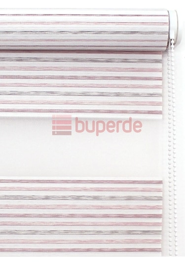 Buperde Pembe Pudra Beyaz Renkli Pilise Pliseli Zebra Stor Perde