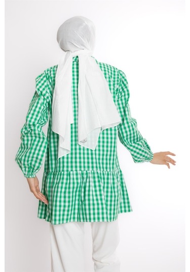 Ekose Yeşil Tunik Çok Renkli