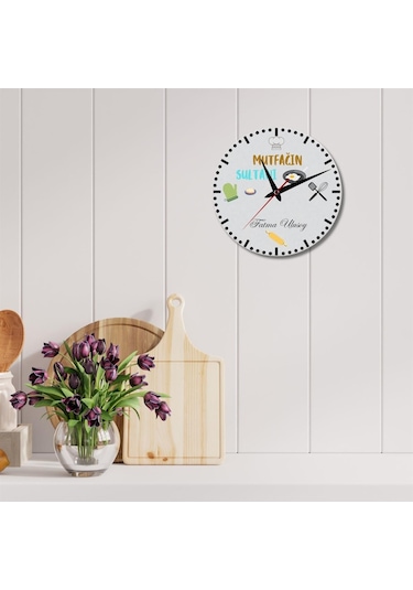 Mutfağın Sultanı Hediye Temalı Cam Duvar Saati 291913 Çok Renkli