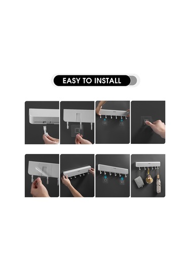 Reedark Duvar Takılı 6 Kanca Ve 4 Bölmeli Ahşaplık, Kolay Kurulum, 5 Kg Yük Taşıma, Ev/ofis/okul İçin Organize Rahatlık Siyah