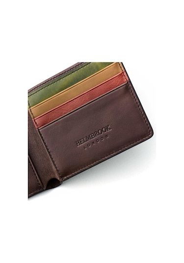 Helmbrook London Eldridge Deri İnce Çok Bölmeli Rfid Korumalı Erkek Cüzdan - Kahverengi