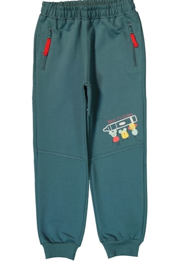 Erkek Çocuk /kız Çocuk School Yazılı Fermuar Cepli Yeşil Eşofman Altı Yeşil