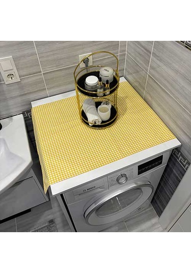 Laundry Duck Keten Su Geçirmez Ve Kirlenmez Çamaşır Makinesi - Buzdolabı - Bulaşık Makinesi Örtüsü Açık Sarı