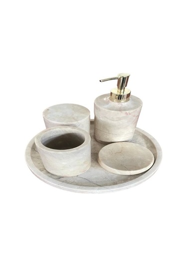 Fulla Mermer Banyo Seti Bej 5 Li Bej