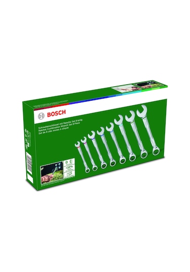 Bosch Cırcır Kombine Anahtar Seti 8 Parça - 1600A027PS