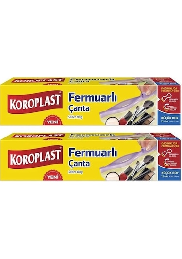 Koroplast Fermuarlı Poşet Küçük Boy 2 x 12'li 16 x 14 CM