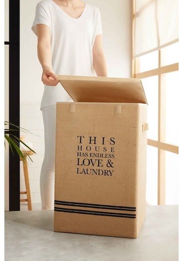 Ocean Home Textile Jüt Çamaşır Kutusu 36 x 36 x 56 cm