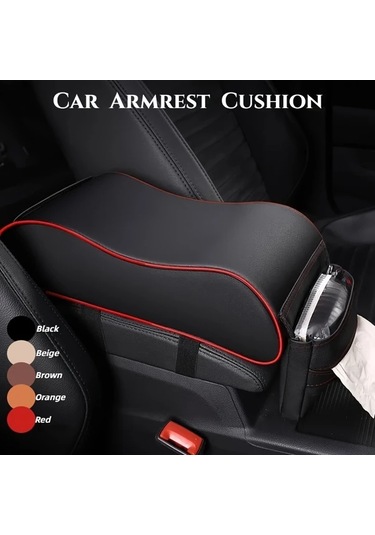 Chuangyinshop Yumuşak Araç Kolçak Minderi Telefon Cebi Siyah Kırmızı Ergonomik