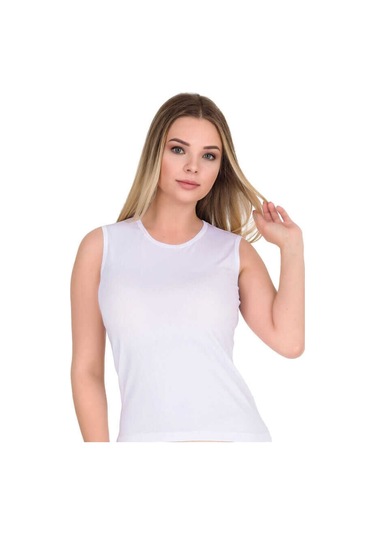 3'lü Paket Beyaz Sıfırkol Kadın Atlet 001