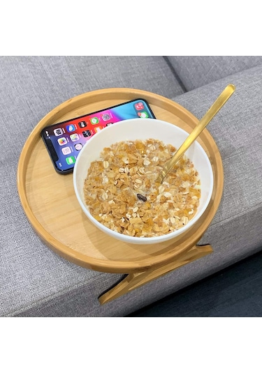 Kanepe Tepsisi Masa Kanepe Kol Dayama Klipsli Tepsi Doğal Bambu Kanepe Tepsisi Uzaktan Kumanda Kahve Aperatifler İçin Pratik Tv Aperatif Tepsisi