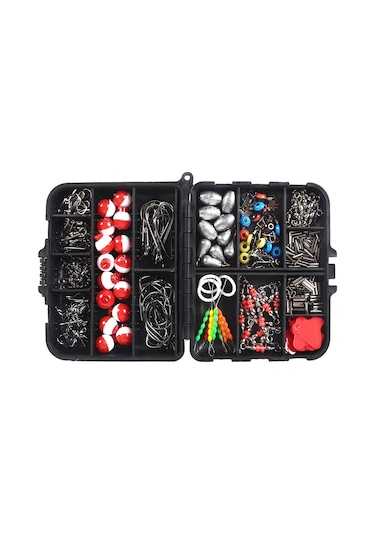 Xiyyadms Temel Olta Aksesuarları Seti 273 Parça - Çeşitli Boyutlarda İğneler, Ağırlıklar Ve Dairesel Döndürücüler - Tatlı Su Ve Deniz Oltaçılığı İçin Taşınabilir Kutuda