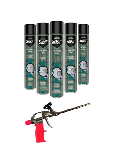 Selsil Pu Tabancalı Montaj Köpüğü 750 Ml. 5 Adet ,demir Köpük Tabancası
