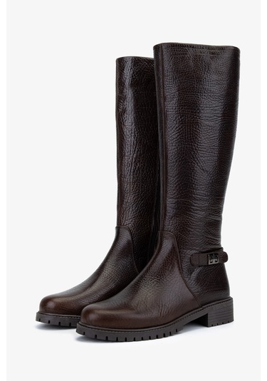 Valmenti Kadın Hakiki Deri Düz Çizme 33 22035 Bn Czm Sk25-26 Kahve Royal Kahverengi