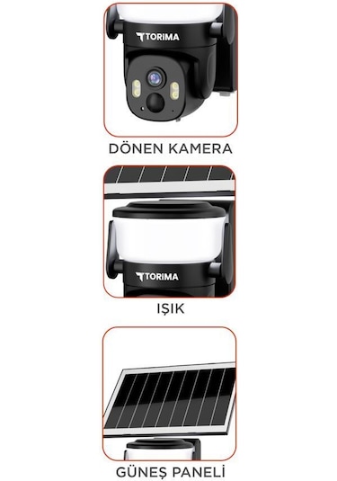 Torima Cmr30 Beyaz Şarjlı Duvar Lambası Görünümlü Dış Mekan Kamerası Akıllı Ip Güneş Enerjili Kamera