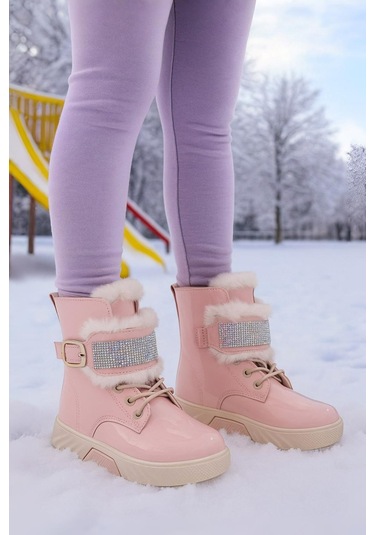 Günlük Kız Çocuk Rugan Bot Fermuarlı Lastik Bağcıklı Kürk Ve Taş Detaylı Kaymaz Taban Bootie 391 Pudra-rugan Günlük Kız Çocuk Rugan Bot Fermuarlı Lastik Bağcıklı Kürk Ve Taş Detaylı Kaymaz Taban Bootie 391 Pudra-rugan