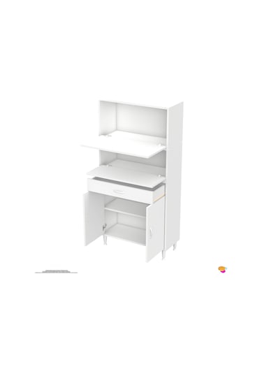 Modilayn Vio 70x163,4x32,5 Cm Yeni Çekmeceli, Kapaklı, Ekmeklikli, Çok Amaçlı Mutfak Dolabı. Beyaz