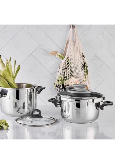 Emsan Montana 2'li 4+6 Litre İndüksiyon Tabanlı Düdüklü Tencere Seti Siyah Gri Gri - Siyah