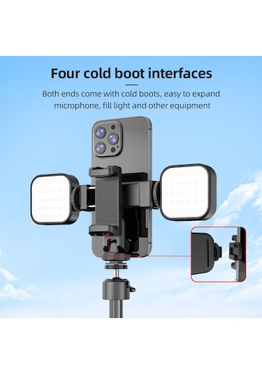 Gajeena Siyah İki Telefon Tutucu Abs+pc Materyal, 4 Soğuk Ayaklı Tutucu, 360 Döner, Dikey-yatay Çekim, Tripod Uyumlu Vlog Ve Canlı Yayın Aleti