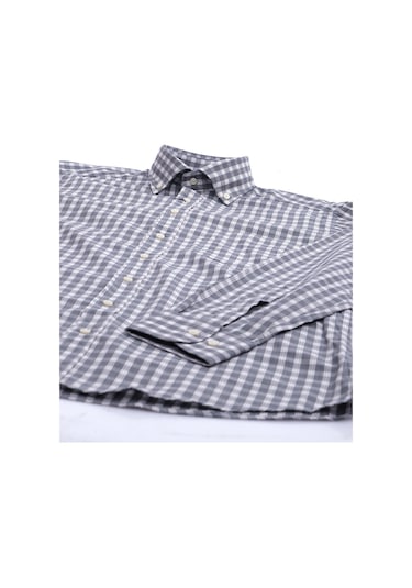 Giant Erkek Uzun Kol Gömlek - Kareli Desen - Minimalist Gri