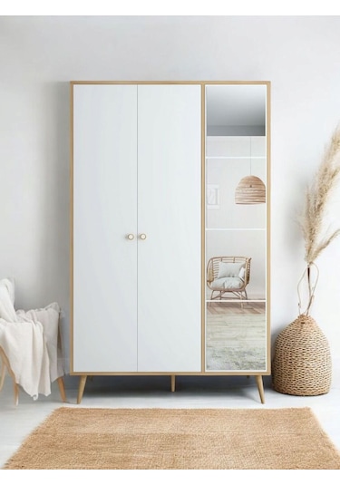 Floradesign Atlantis Aynalı Gardırop /elbise Dolabı / Üç Kapaklı Dolap