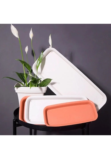 White-20x11cm-1 Adet Bitki Tabağı Damlama Tepsileri Plastik Tepsi Tabakları Kapalı Açık Saksı Dikdörtgen