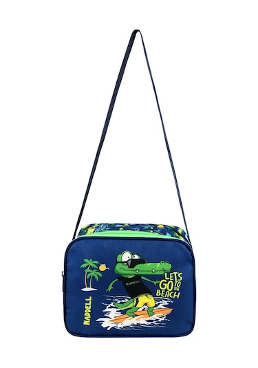 Waddell Lisanslı Lacivert - Yeşil Timsah Desenli Erkek Çocuk İlkokul Sırt Çantası Ve Beslenme Çantası