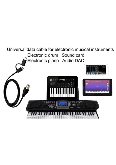 Type C + Micro Usb Yazıcı Printer Piyano Midi Bağlantı Kablosu