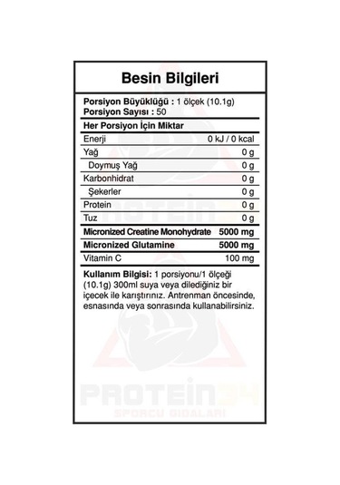 Bigjoy Sports Big2 Glutamine + Creatine  Aromasız 505g 50 Servis