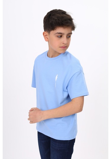Toontoy Erkek Çocuk Palmiye Ağaç Baskılı Tişört Mavi