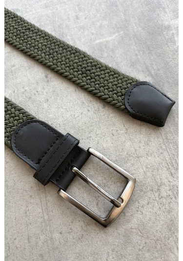 Erkek Hasır Örgü Kemer Haki